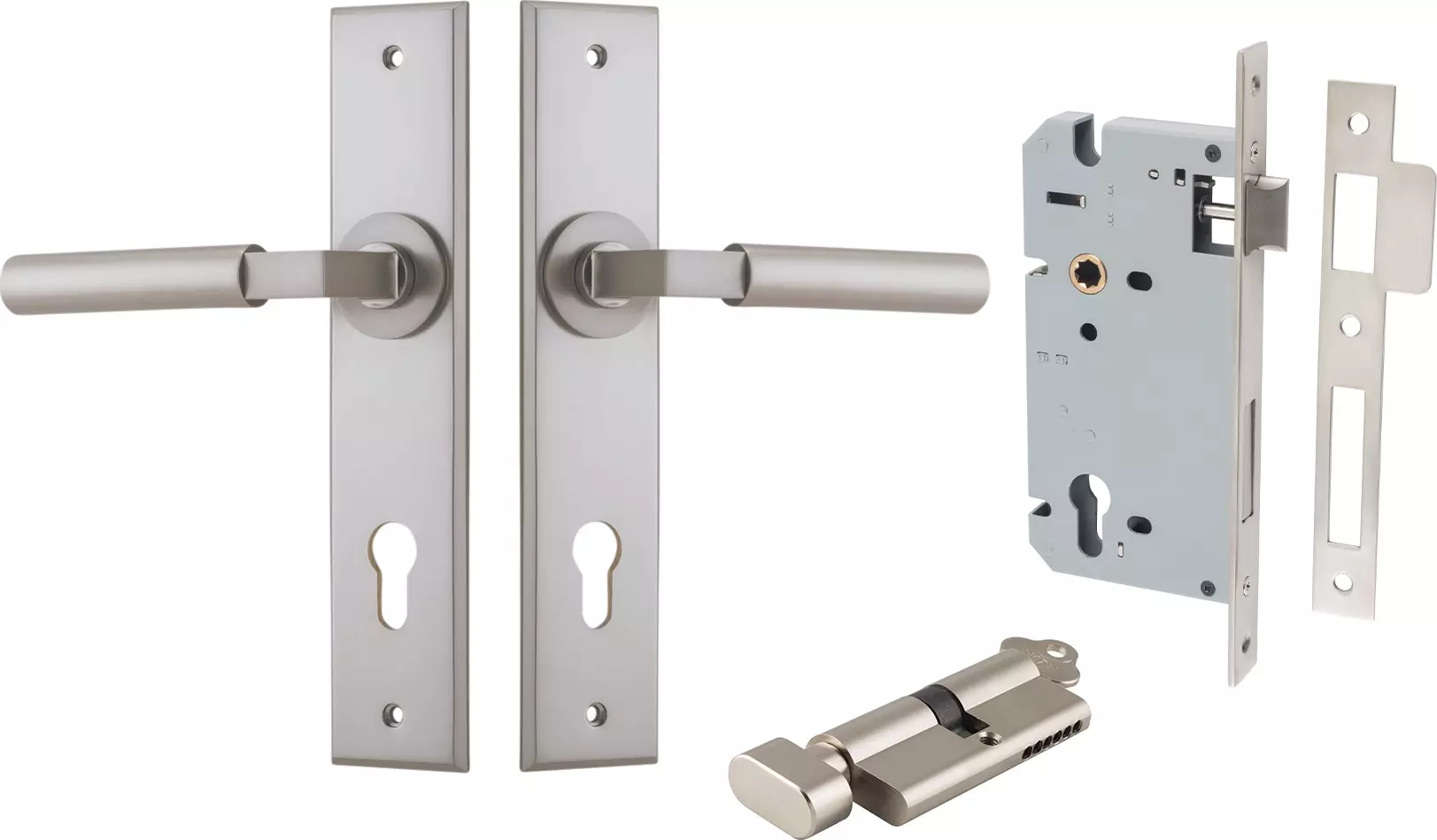 Berlin Lever - Chamfered Entrance Set - Key / Turn - SN