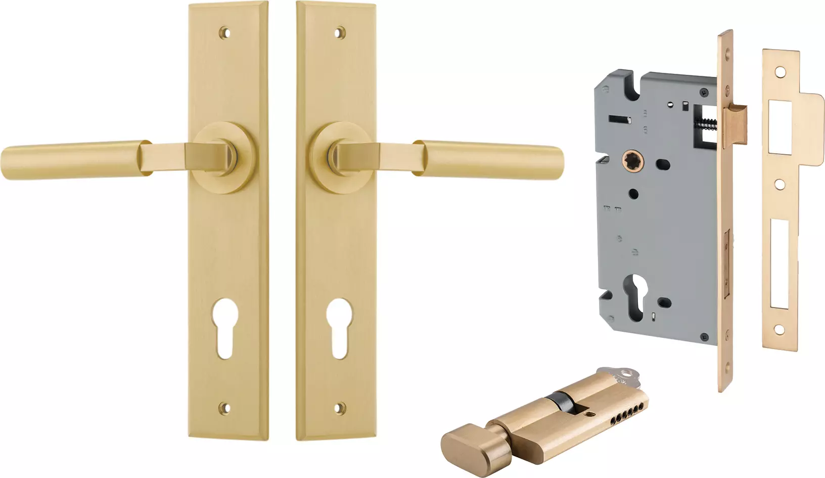 Berlin Lever - Chamfered Entrance Set - Key / Turn - BB