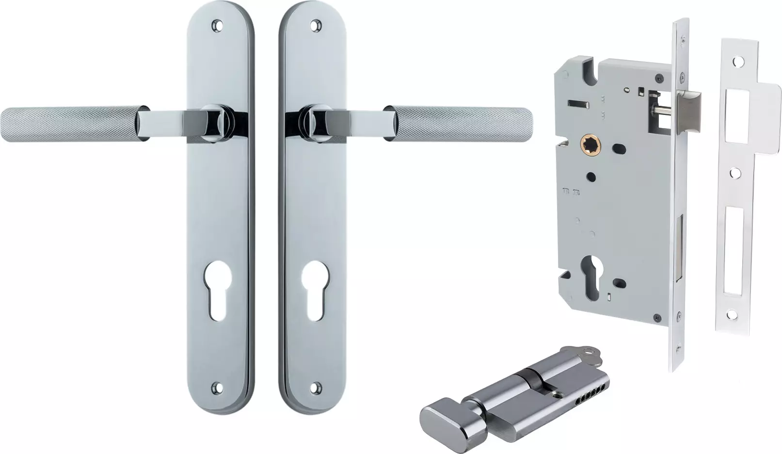Brunswick Lever - Oval Entrance Set - Key / Turn - CP