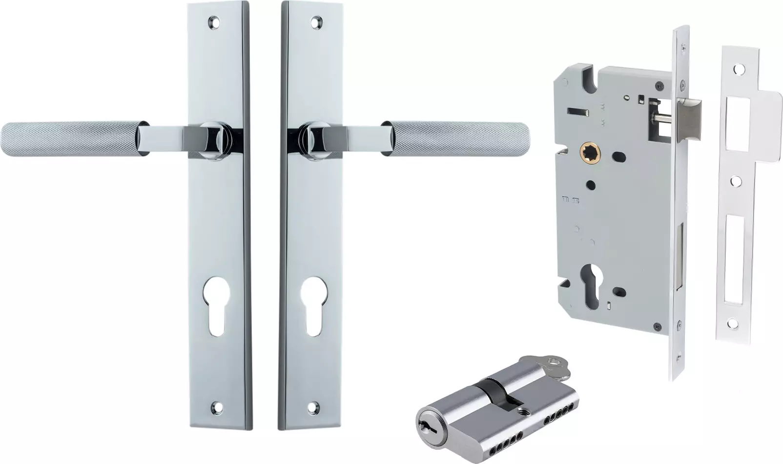 Brunswick Lever - Rectangular Entrance Set - Key / Key - CP