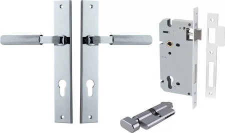 Brunswick Lever - Rectangular Entrance Set - Key / Turn - CP