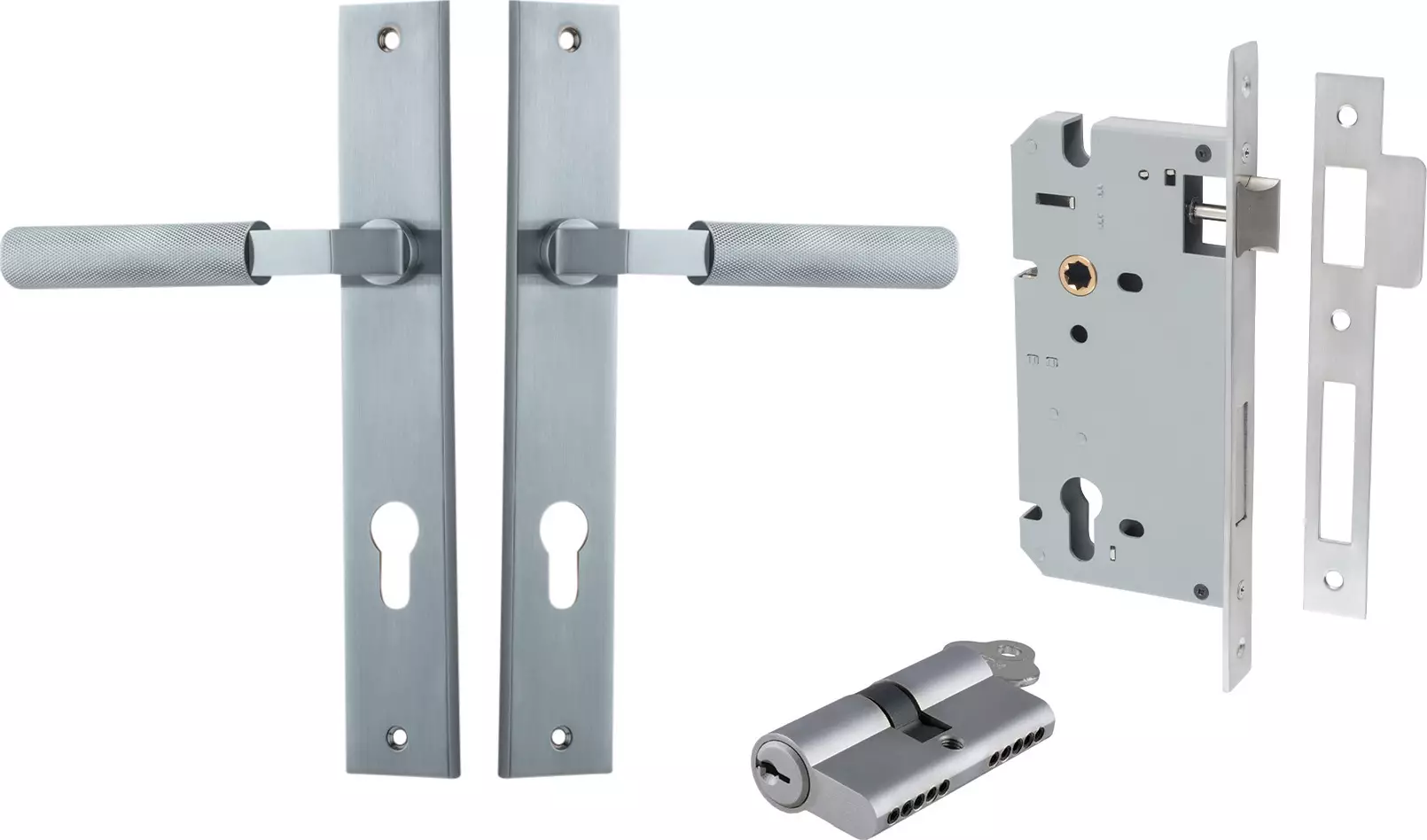 Brunswick Lever - Rectangular Entrance Set - Key / Key - SC