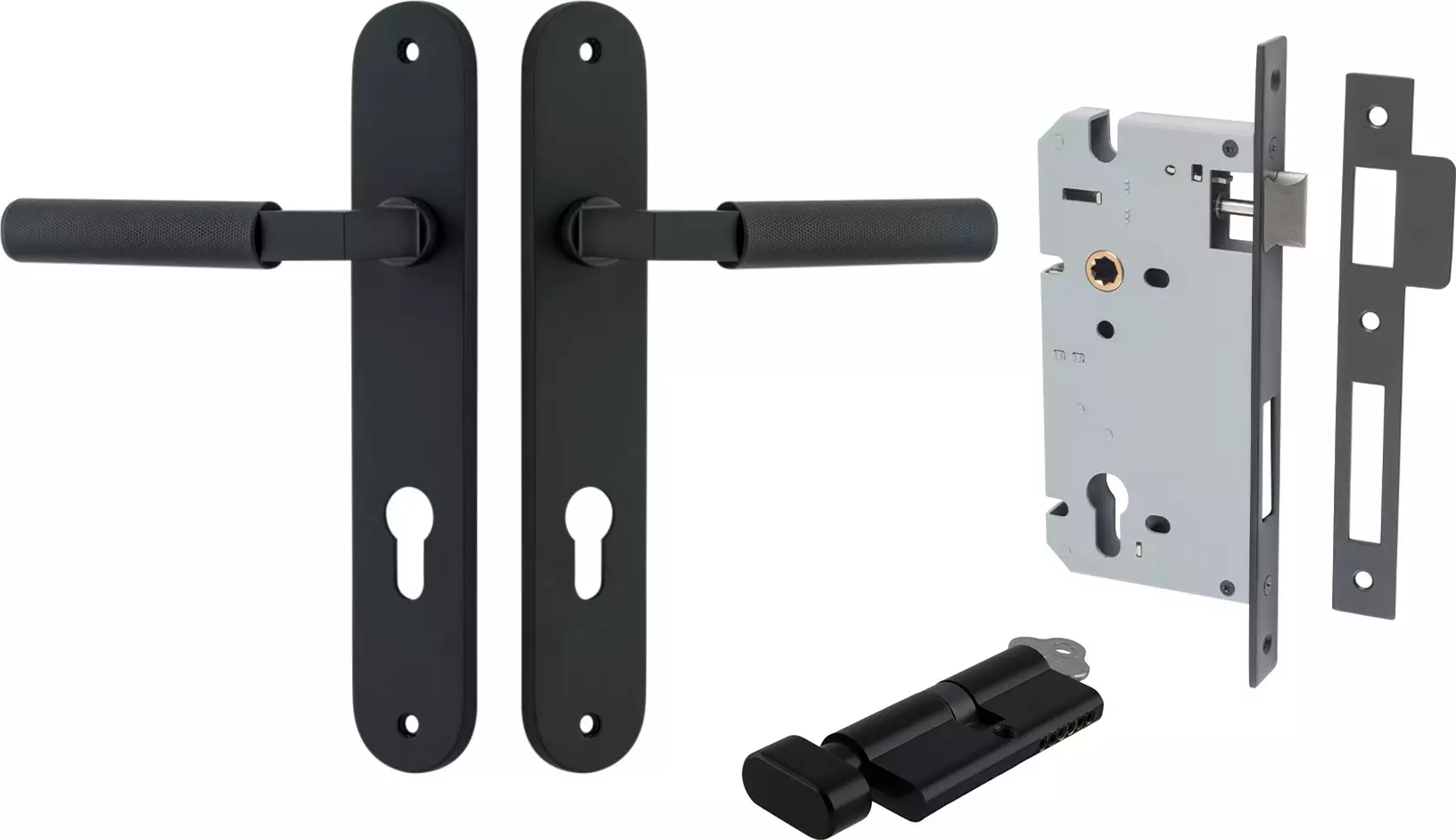 Brunswick Lever - Oval Entrance Set - Key / Turn - MB