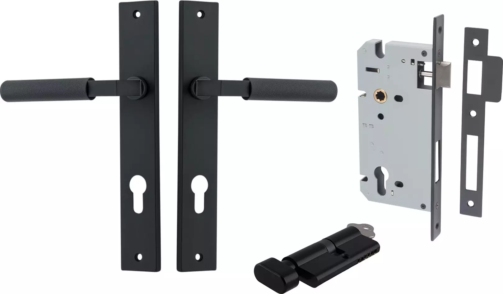 Brunswick Lever - Rectangular Entrance Set - Key / Turn - MB