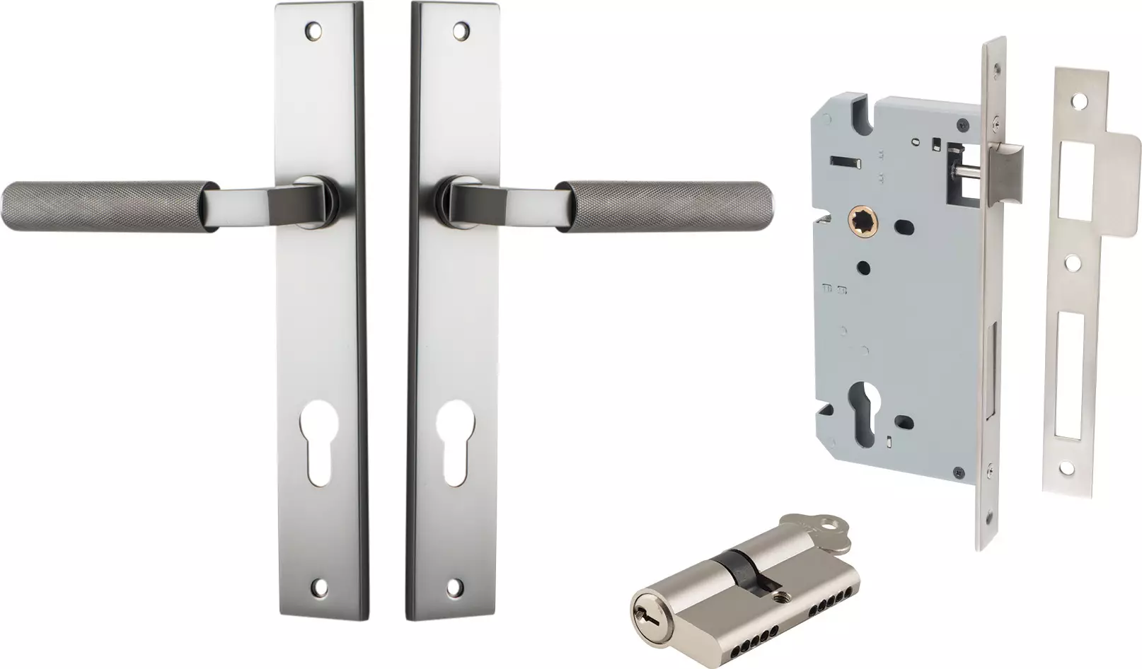 Brunswick Lever - Rectangular Entrance Set - Key / Key - SN