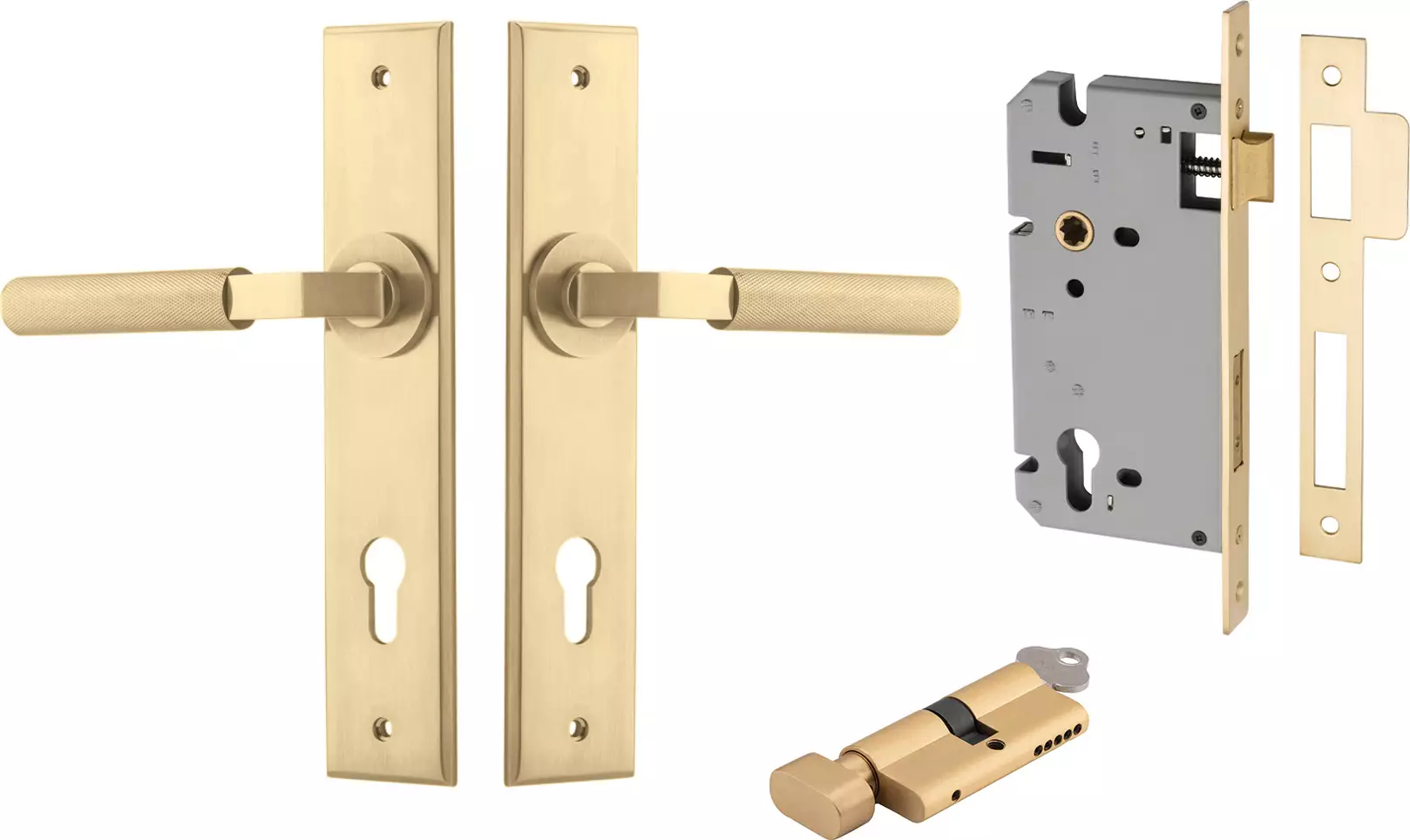 Brunswick Lever - Chamfered Entrance Set - Key / Turn - GLD