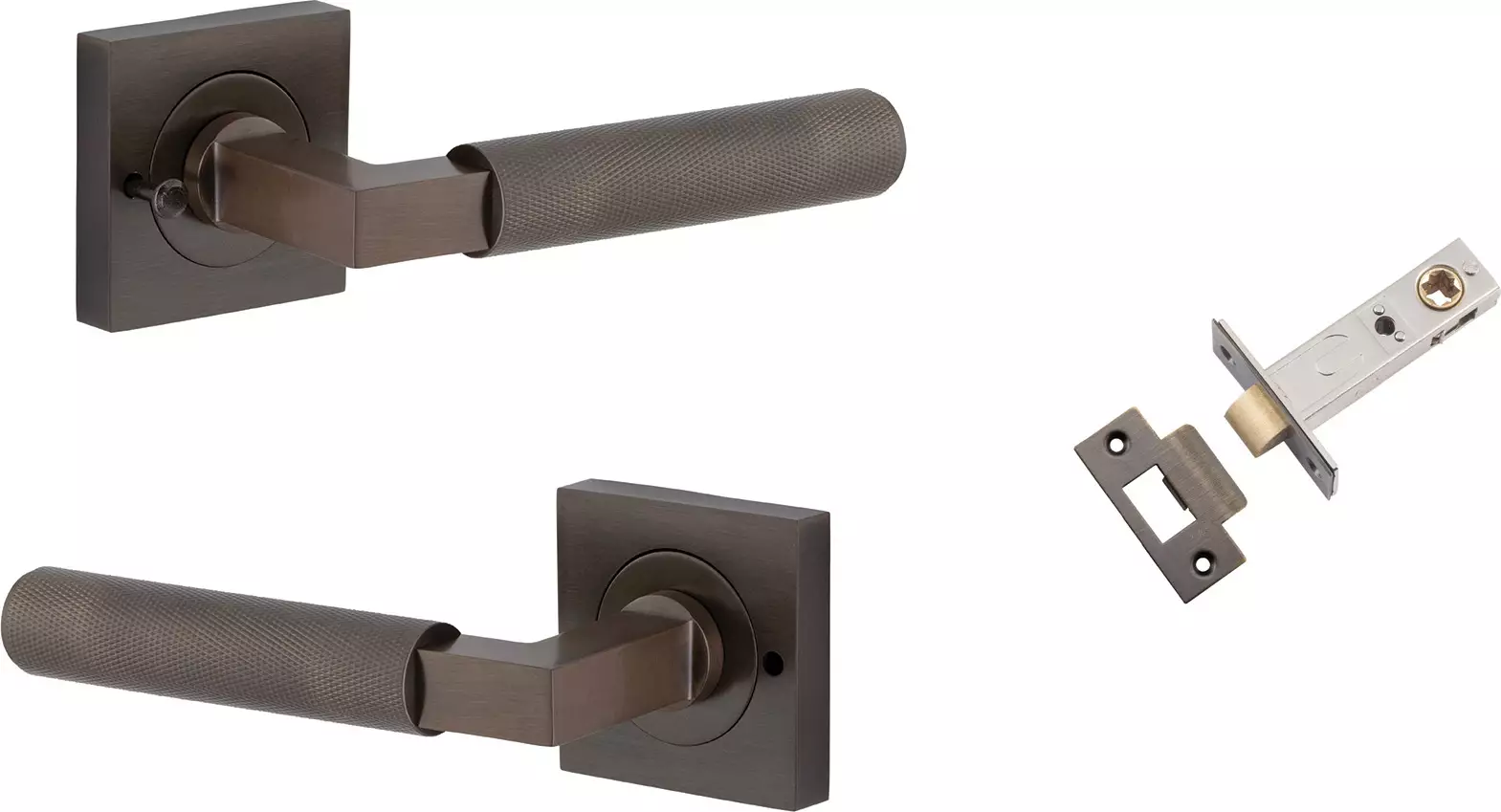 Brunswick Lever - Square Rose Integrated Privacy Set - SB