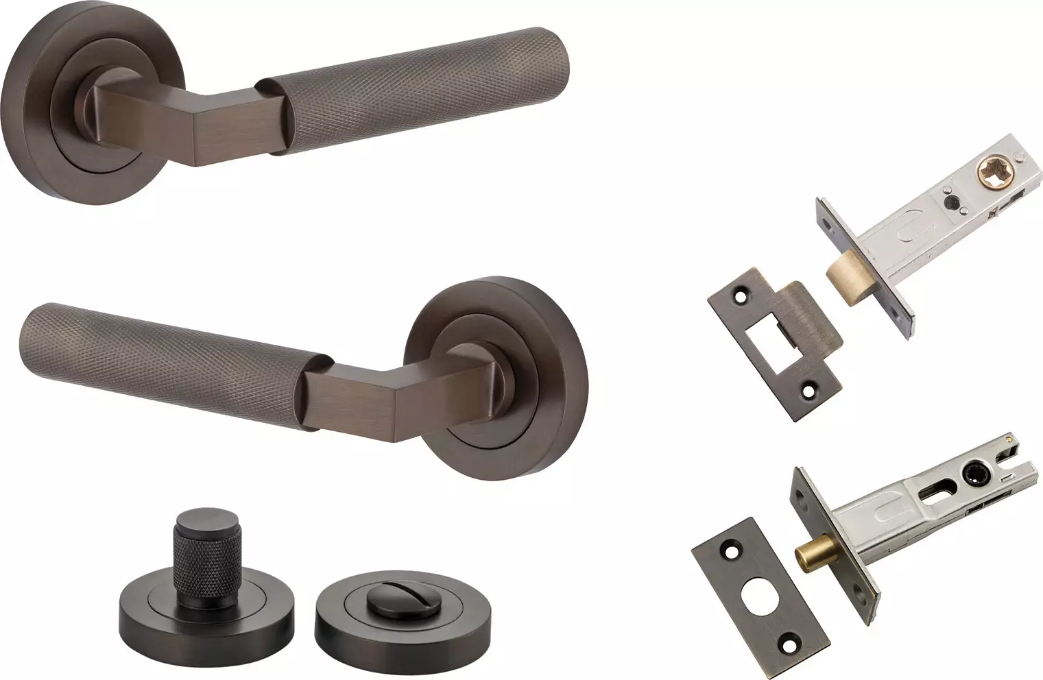 Brunswick Lever - Round Rose Privacy Set - SB