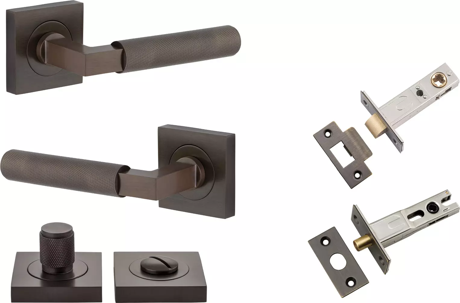 Brunswick Lever - Square Rose Privacy Set - SB