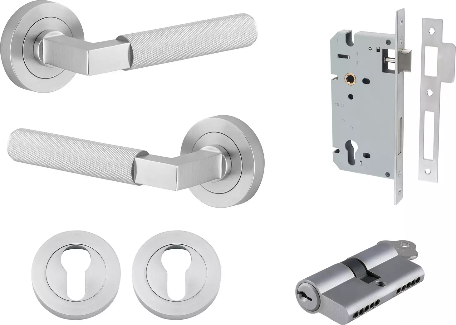 Brunswick Lever - Round Rose Entrance Set - Key / Key - SC