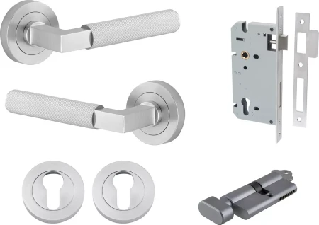 Brunswick Lever - Round Rose Entrance Set - Key / Turn - SC