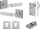 Brunswick Lever - Square Rose Entrance Set - Key / Key - SC