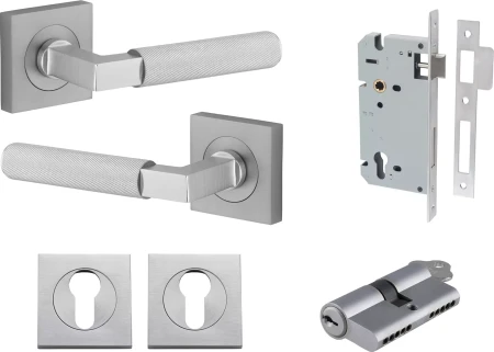 Brunswick Lever - Square Rose Entrance Set - Key / Key - SC