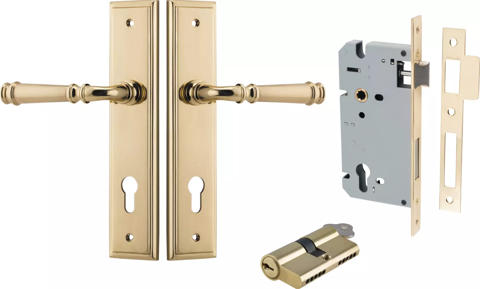 Verona Lever - Stepped Entrance Set - Key / Key - PB