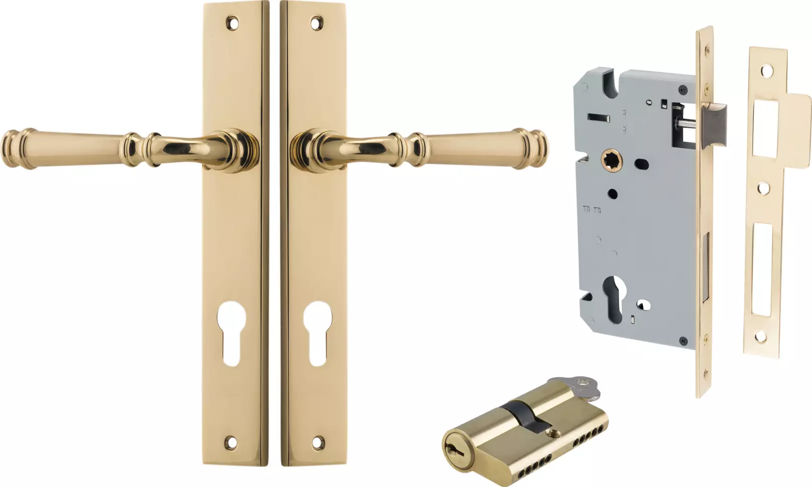 Verona Lever - Rectangular Entrance Set - Key / Key - PB