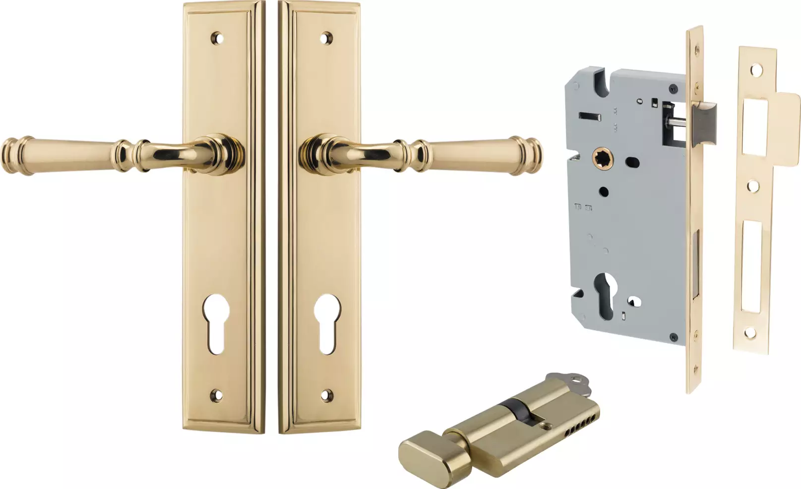 Verona Lever - Stepped Entrance Set - Key / Turn - PB