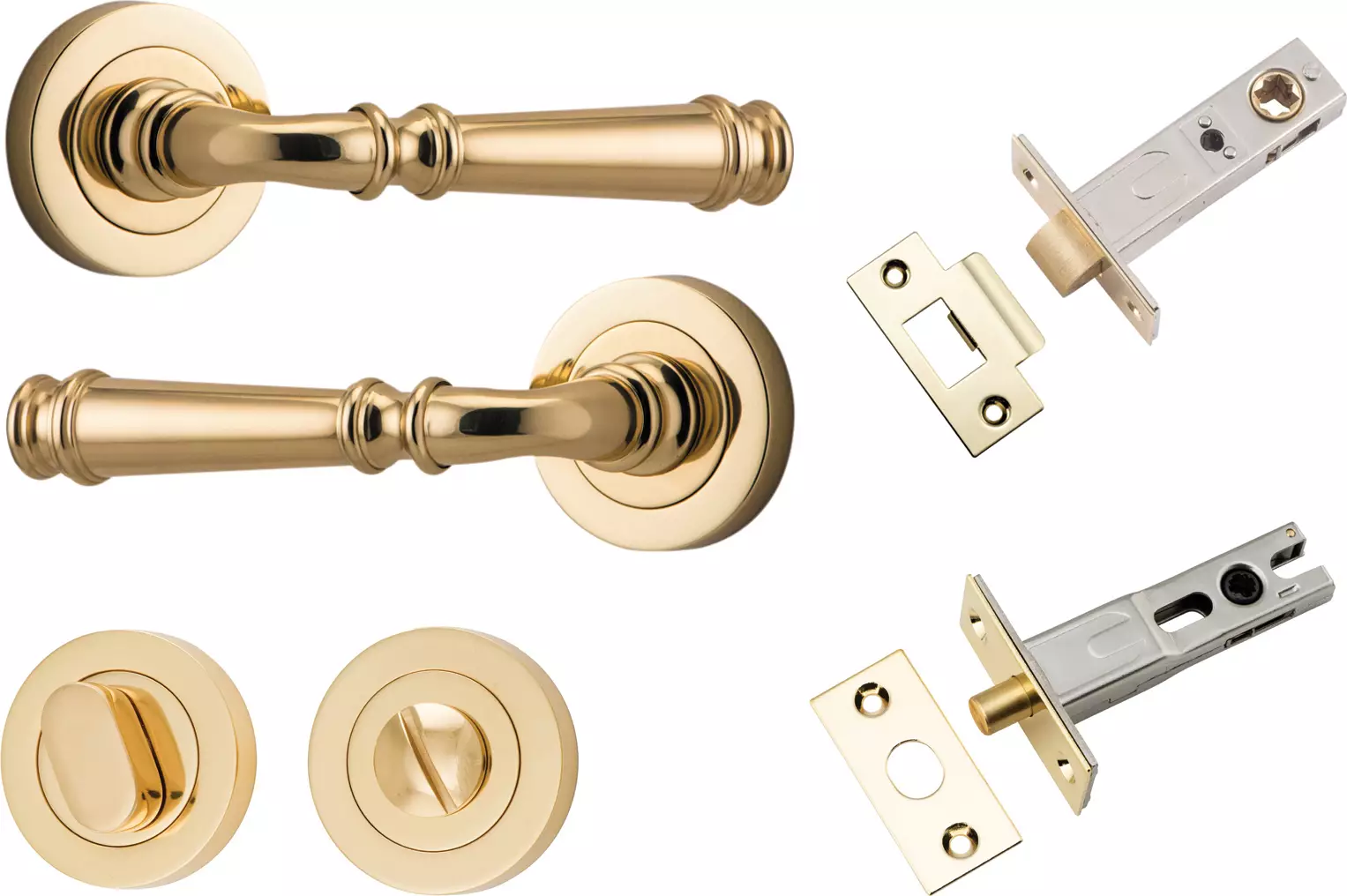 Verona Lever - Round Rose Privacy Set - PB