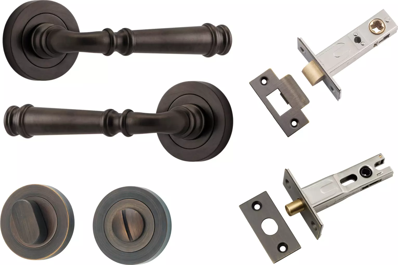 Verona Lever - Round Rose Privacy Set - SB