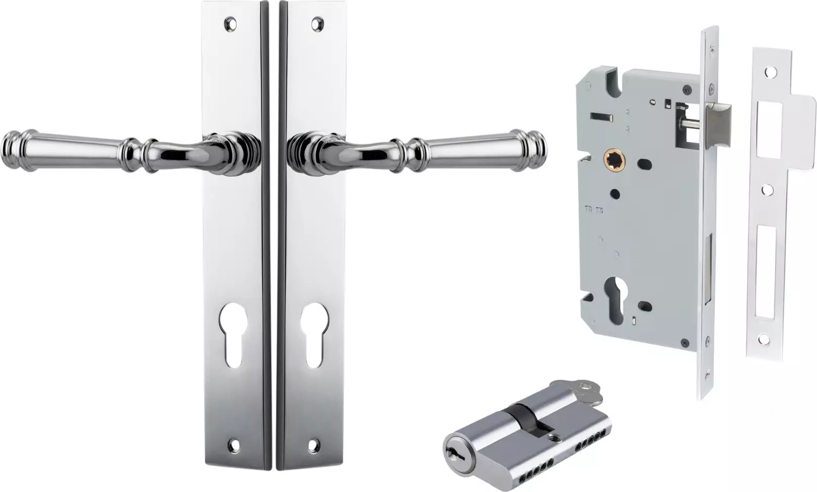Verona Lever - Rectangular Entrance Set - Key / Key - CP