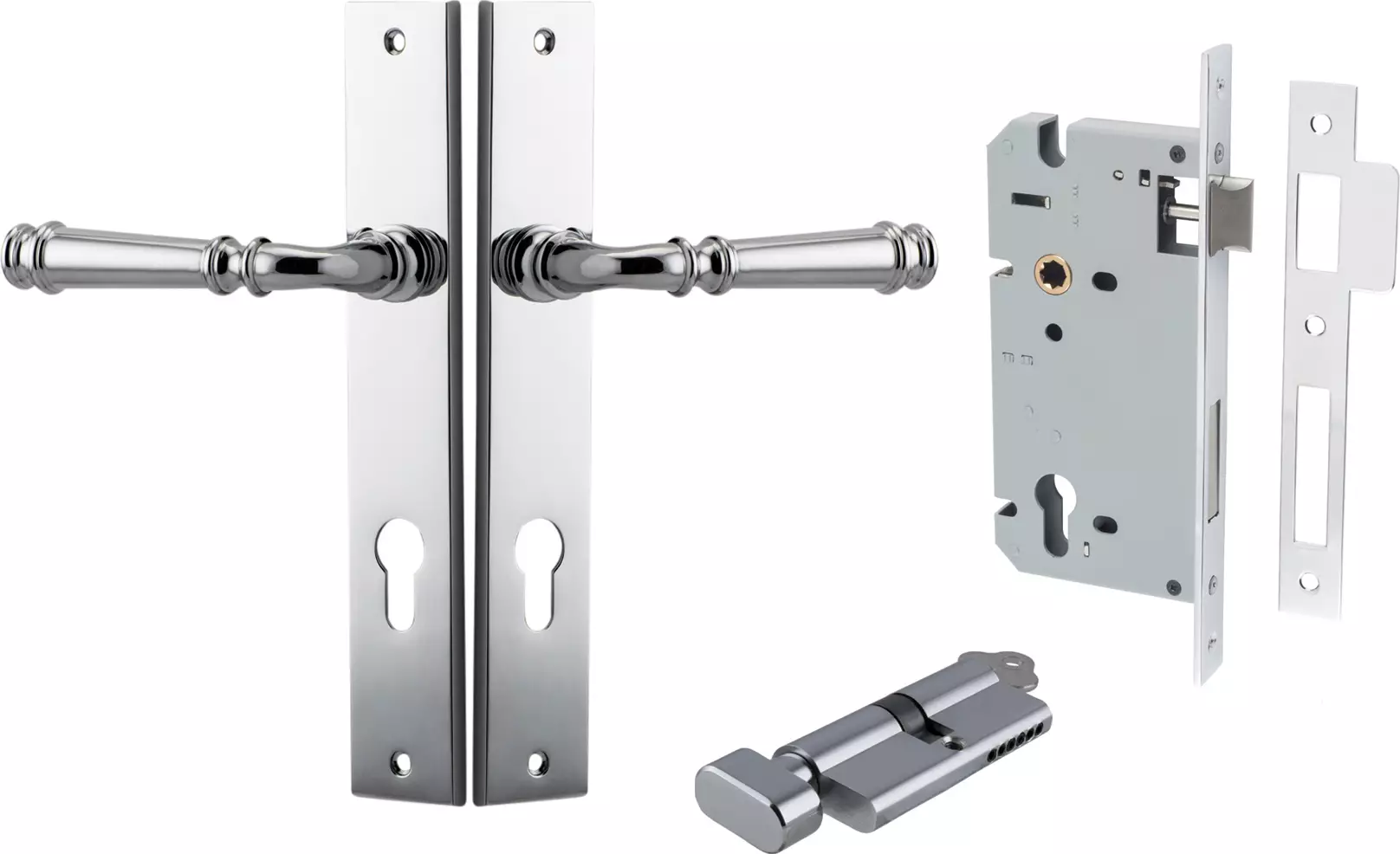 Verona Lever - Rectangular Entrance Set - Key / Turn - CP