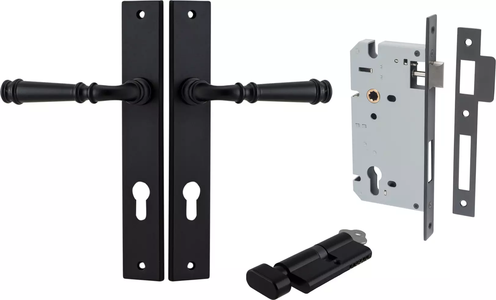 Verona Lever - Rectangular Entrance Set - Key / Turn - MB