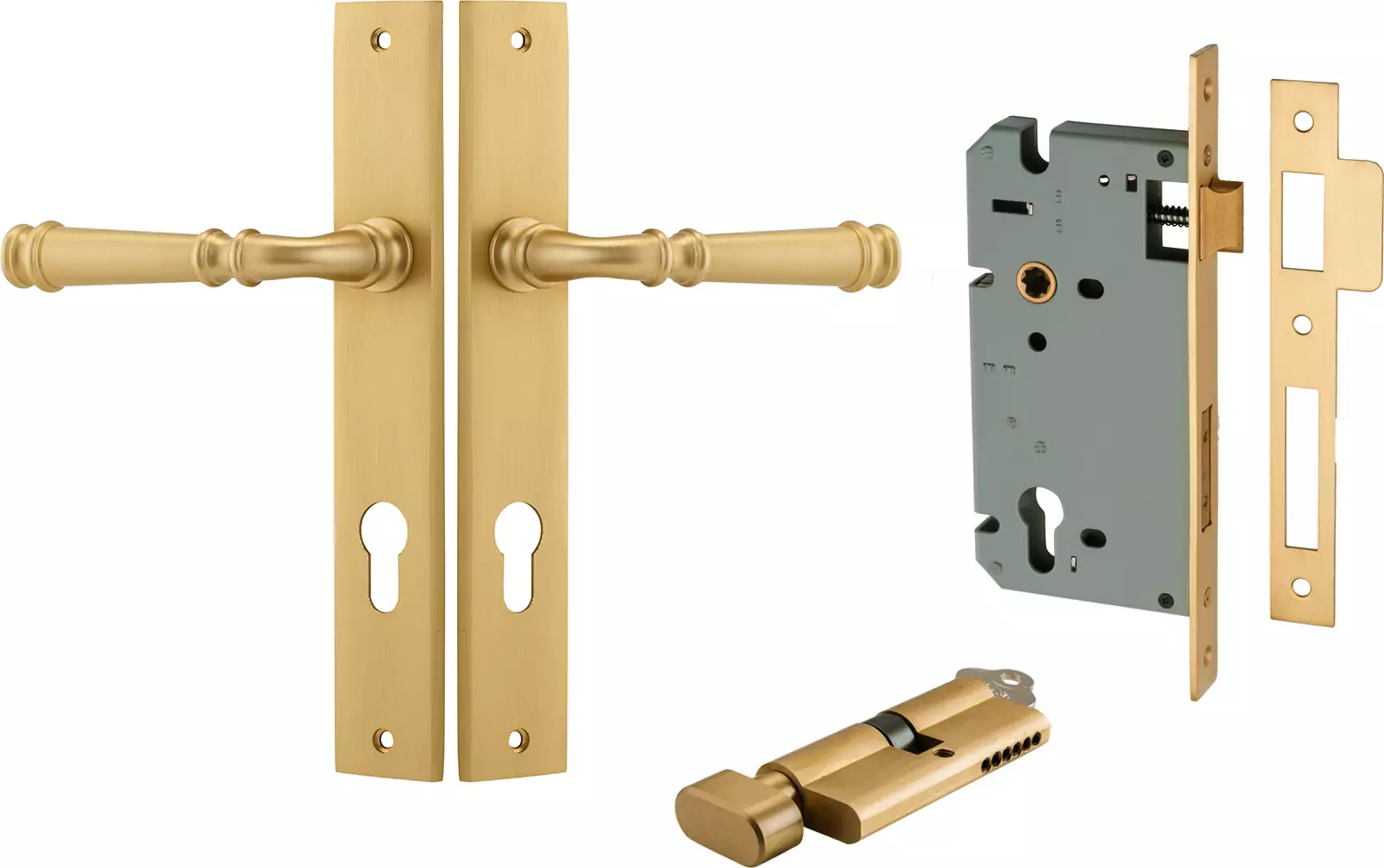 Verona Lever - Rectangular Entrance Set - Key / Turn - BB