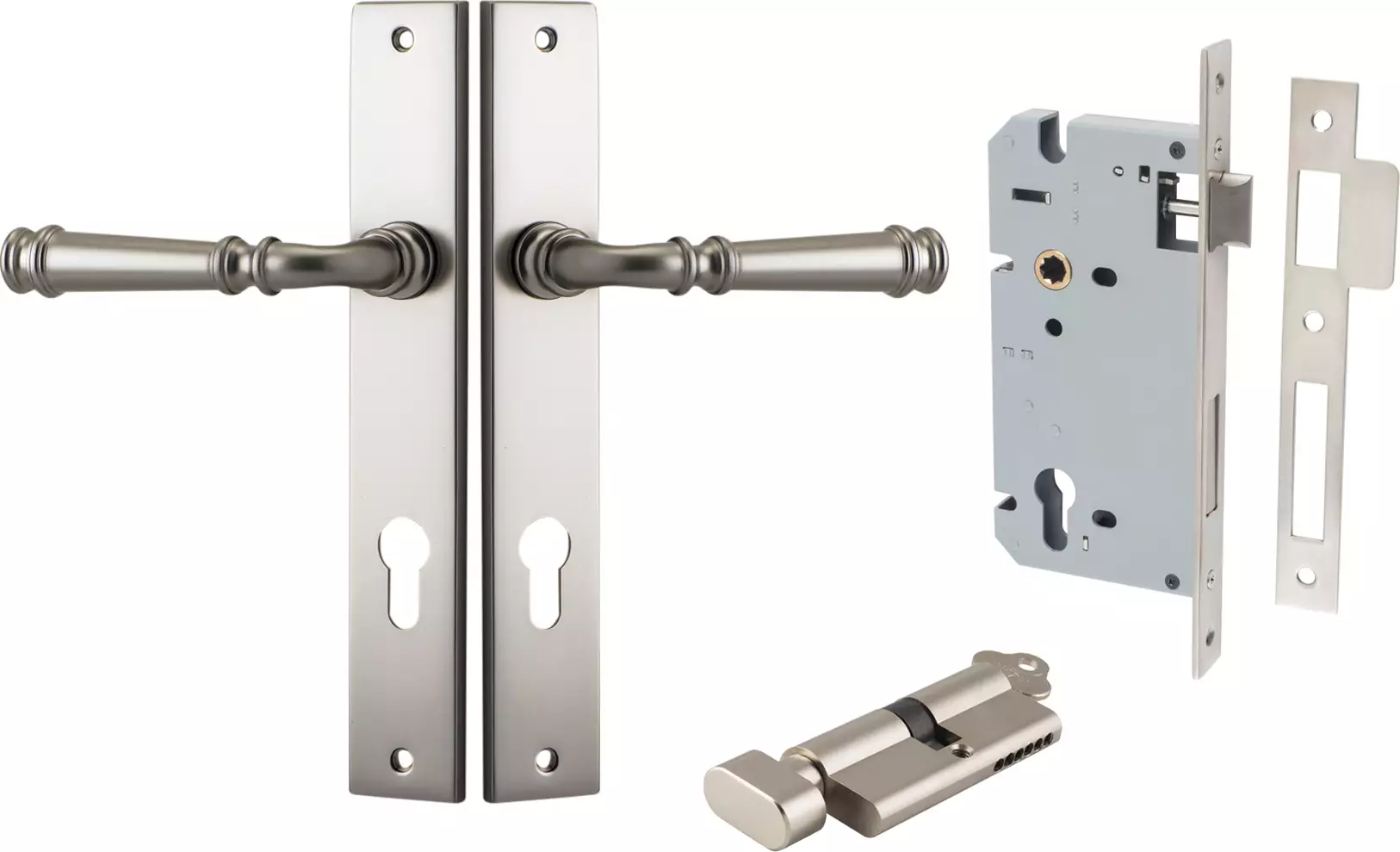 Verona Lever - Rectangular Entrance Set - Key / Turn - SN
