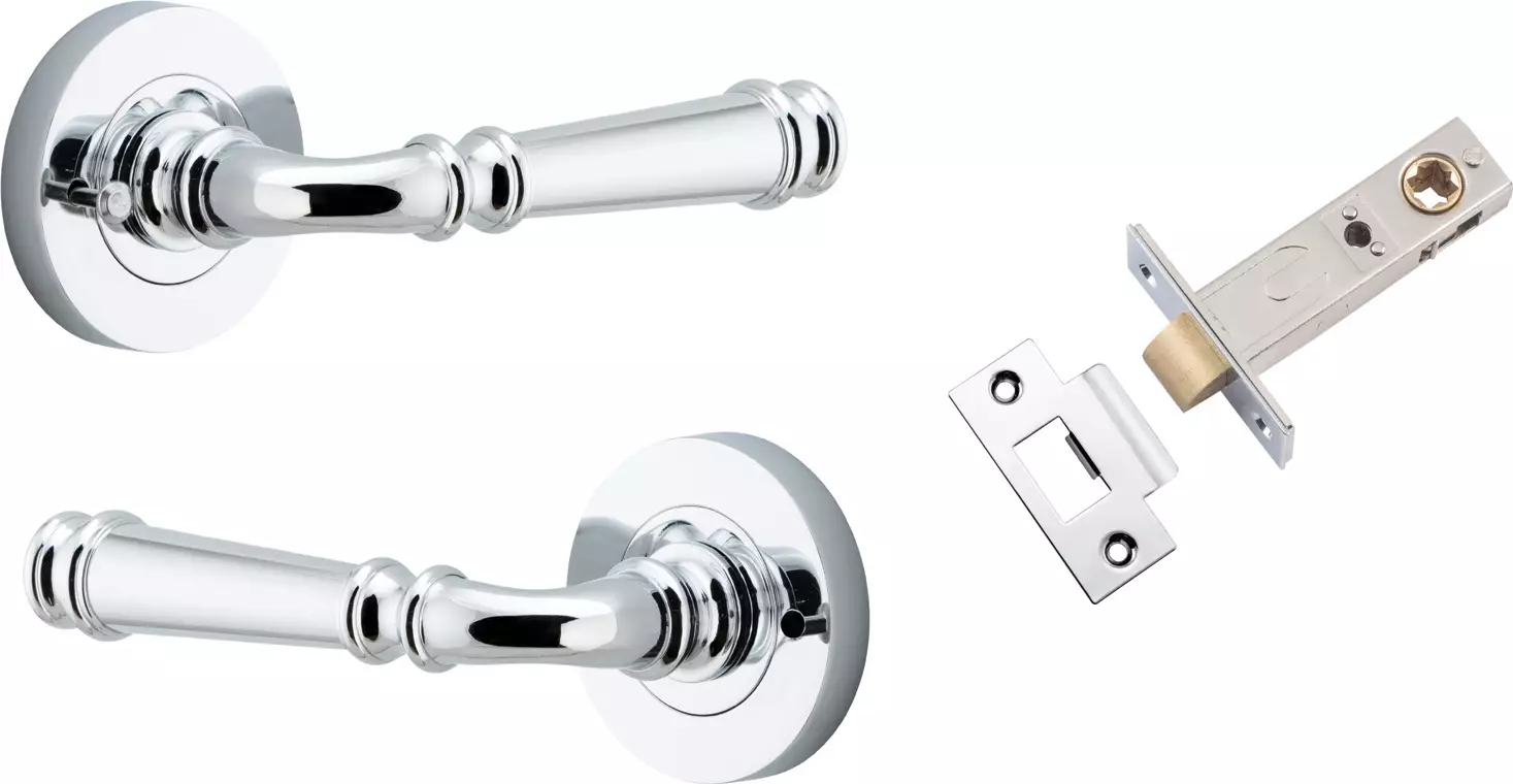 Verona Lever - Round Rose Integrated Privacy Set - CP ** Obsolete**