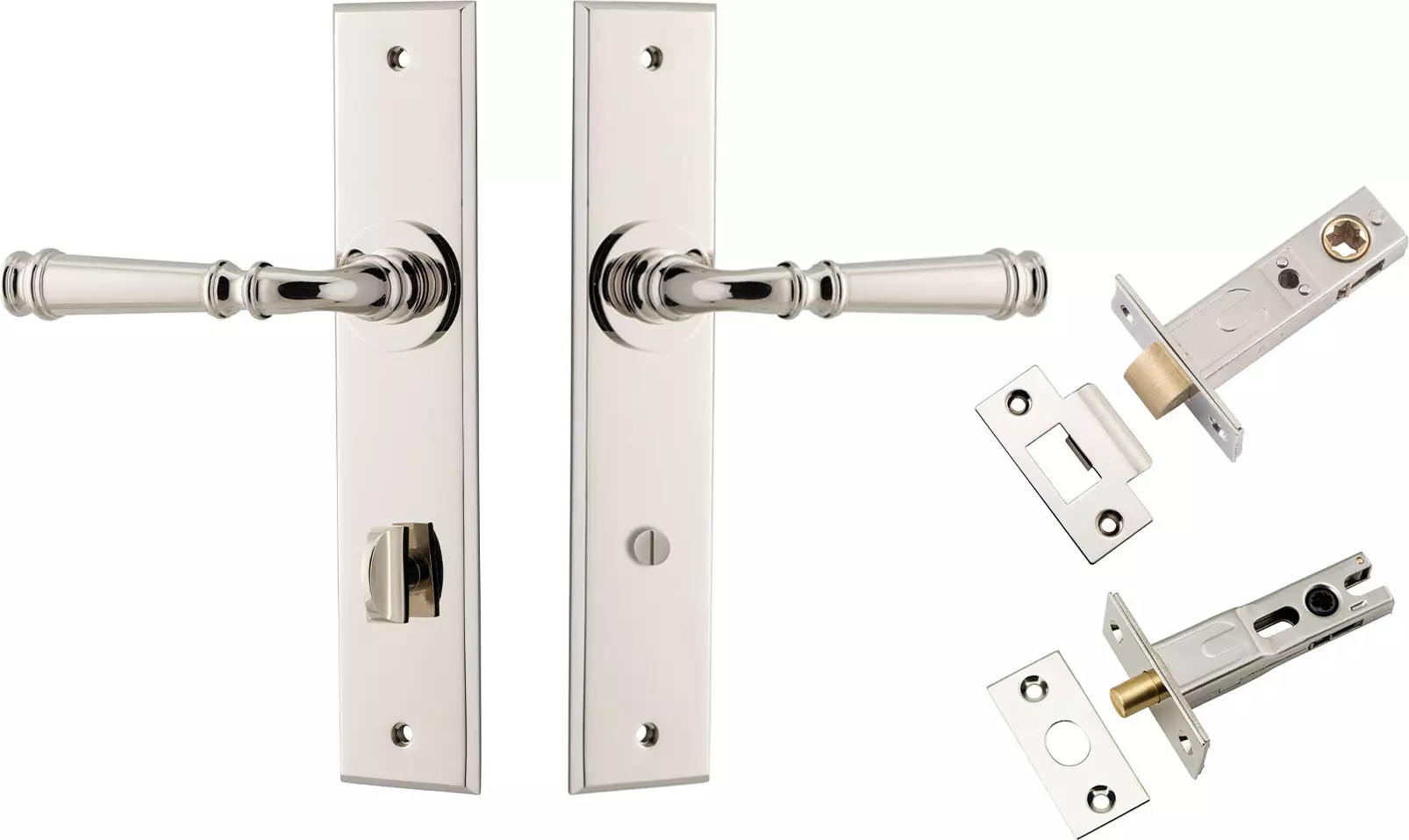 Verona Lever - Chamfered Privacy Set - PN