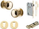 Paddington Knob - Round Rose Entrance Set - Key / Turn - PB