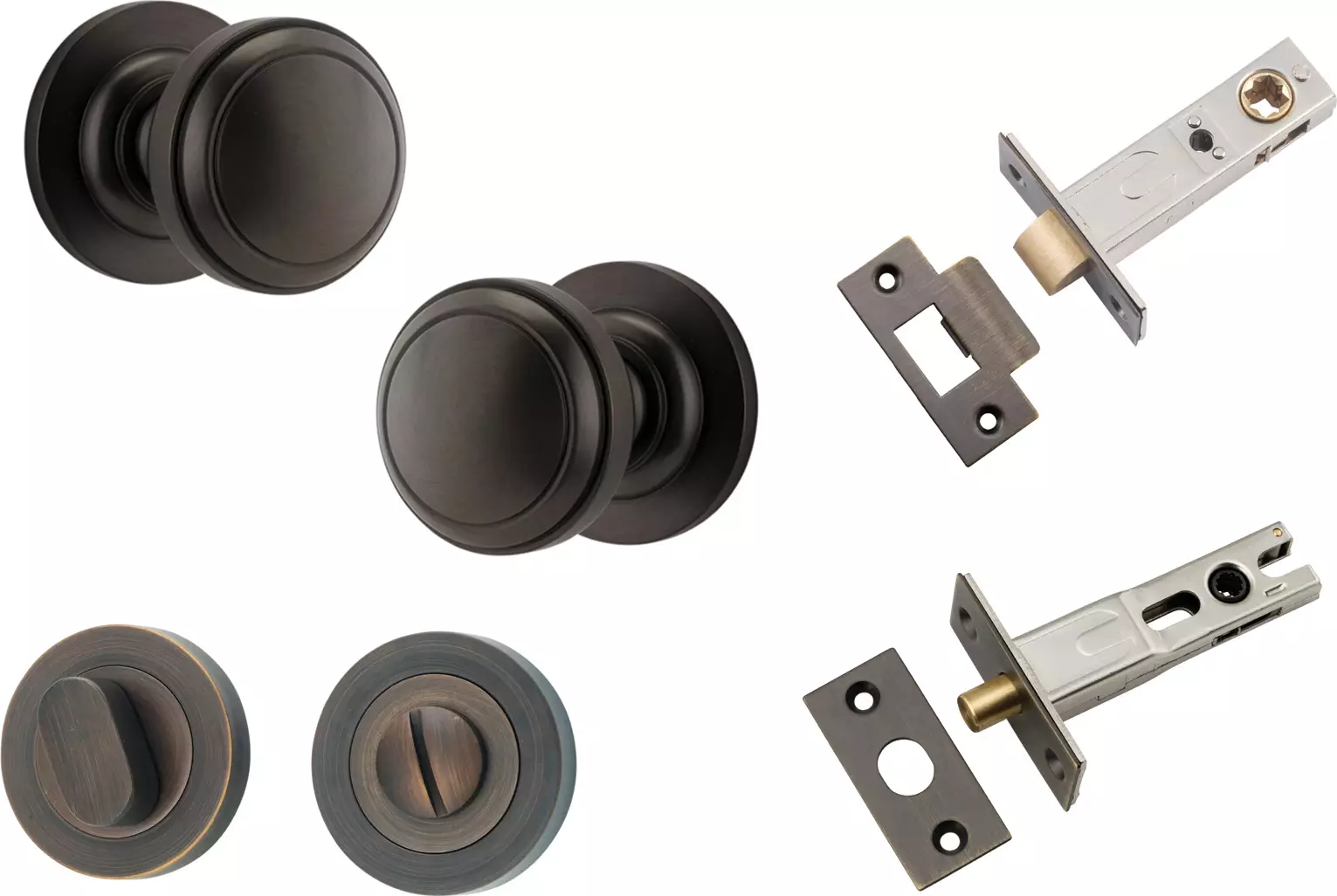 Paddington Knob - Round Rose Privacy Set - SB