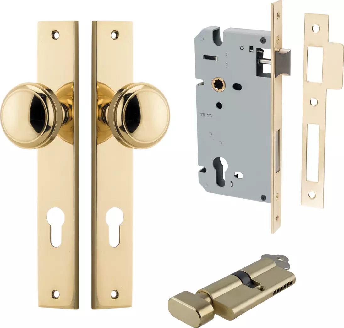 Paddington Knob - Rectangular Entrance Set - Key / Turn - PB
