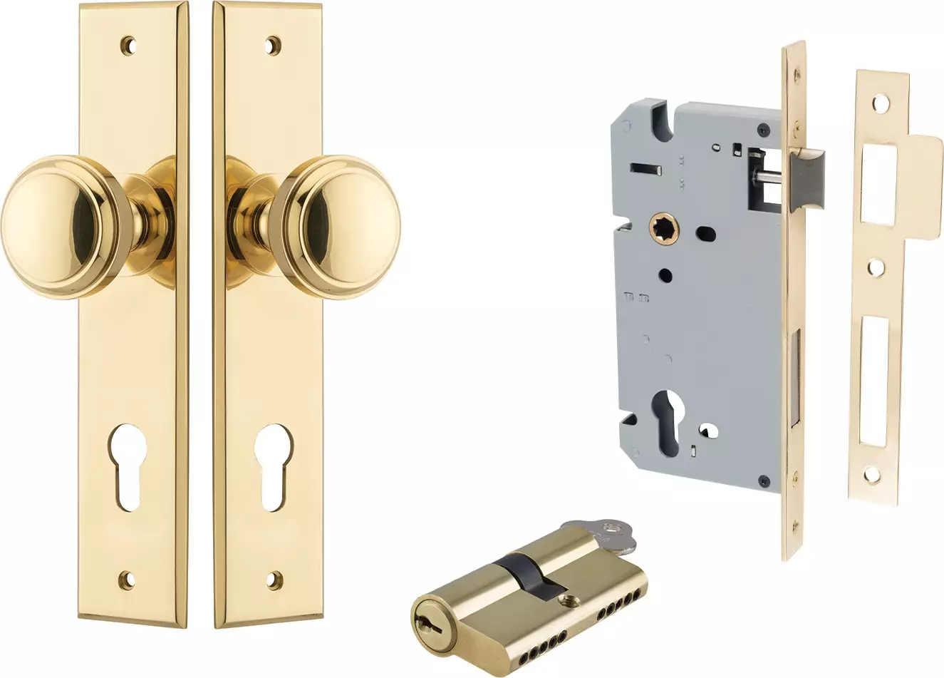 Paddington Knob - Chamfered Entrance Set - Key / Key - PB
