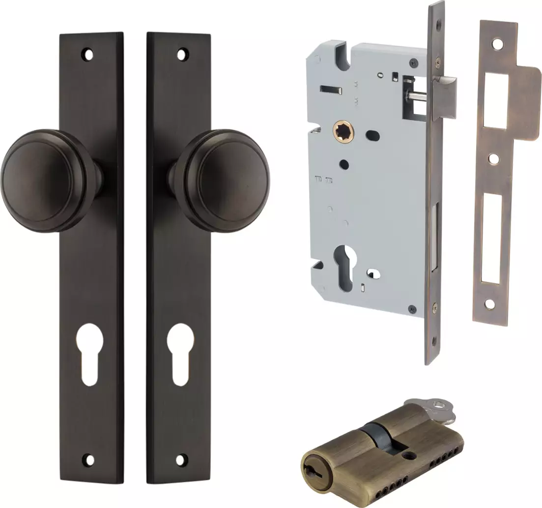 Paddington Knob - Rectangular Entrance Set - Key / Key - SB