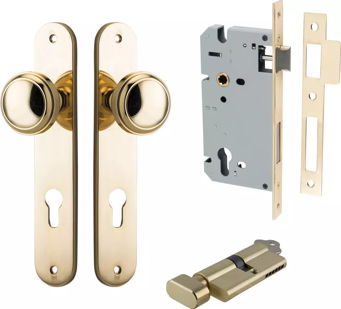 Paddington Knob - Oval Entrance Set - Key / Turn - PB