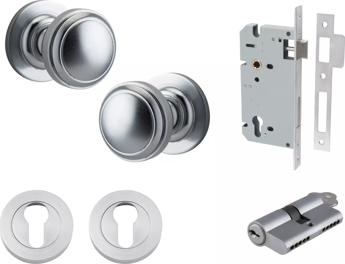 Paddington Knob - Round Rose Entrance Set - Key / Key - SC