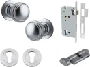 Paddington Knob - Round Rose Entrance Set - Key / Turn - SC