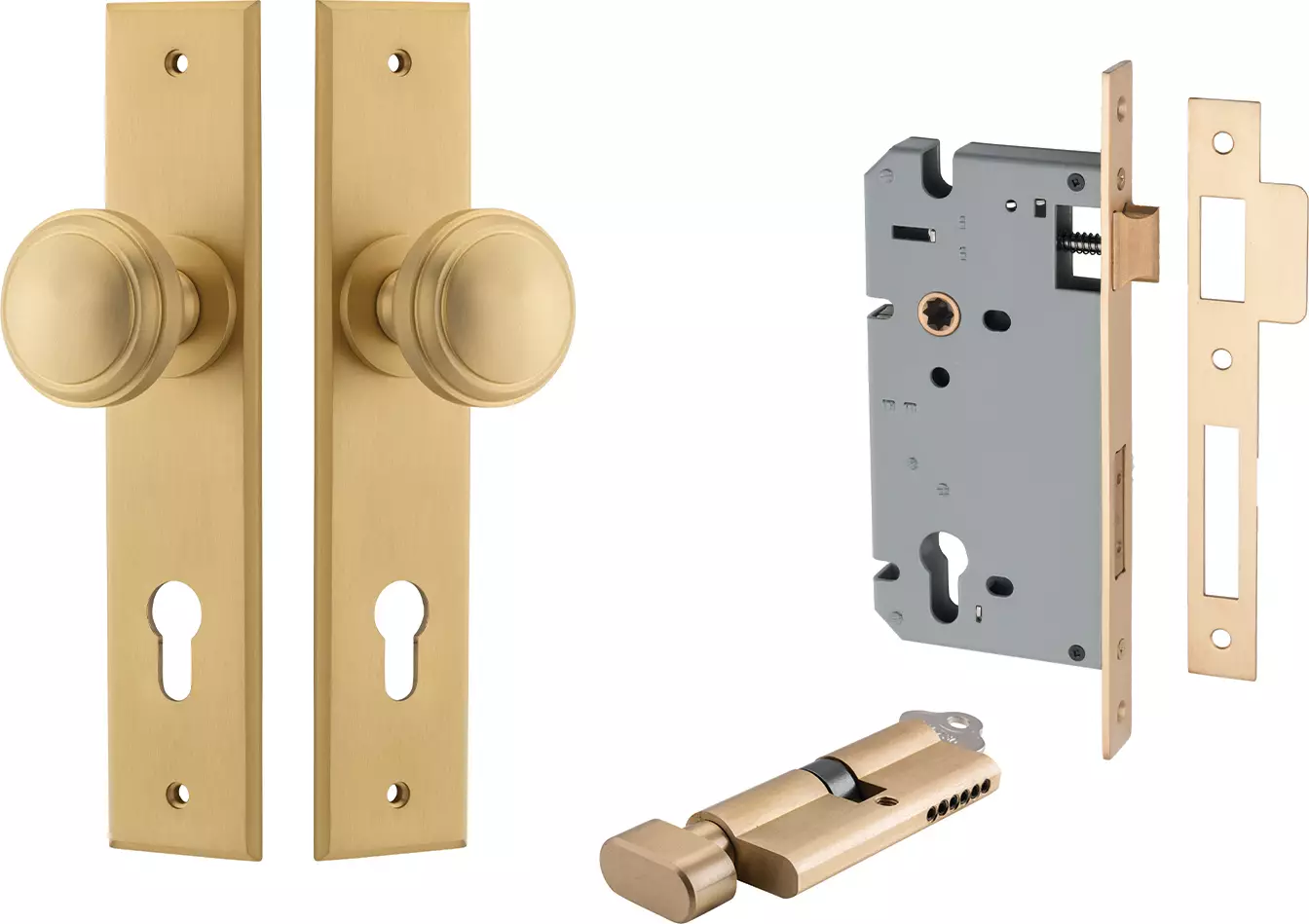 Paddington Knob - Chamfered Entrance Set - Key / Turn - BB