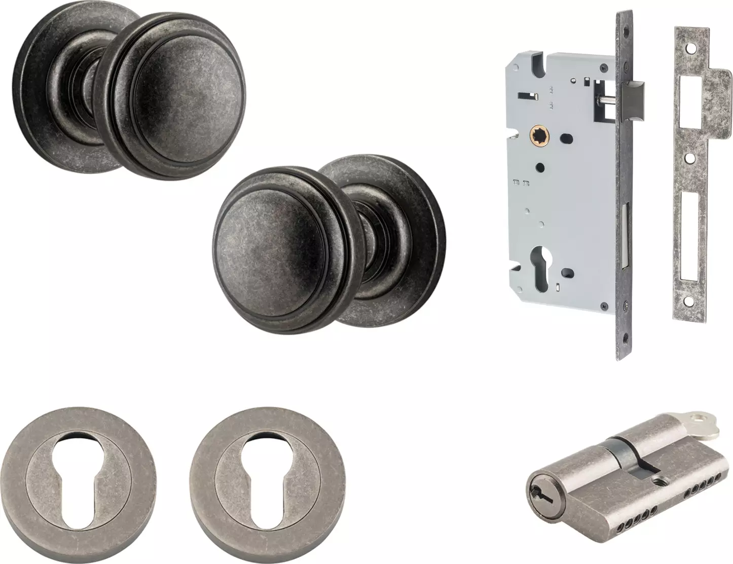 Paddington Knob - Round Rose Entrance Set - Key / Key - DN