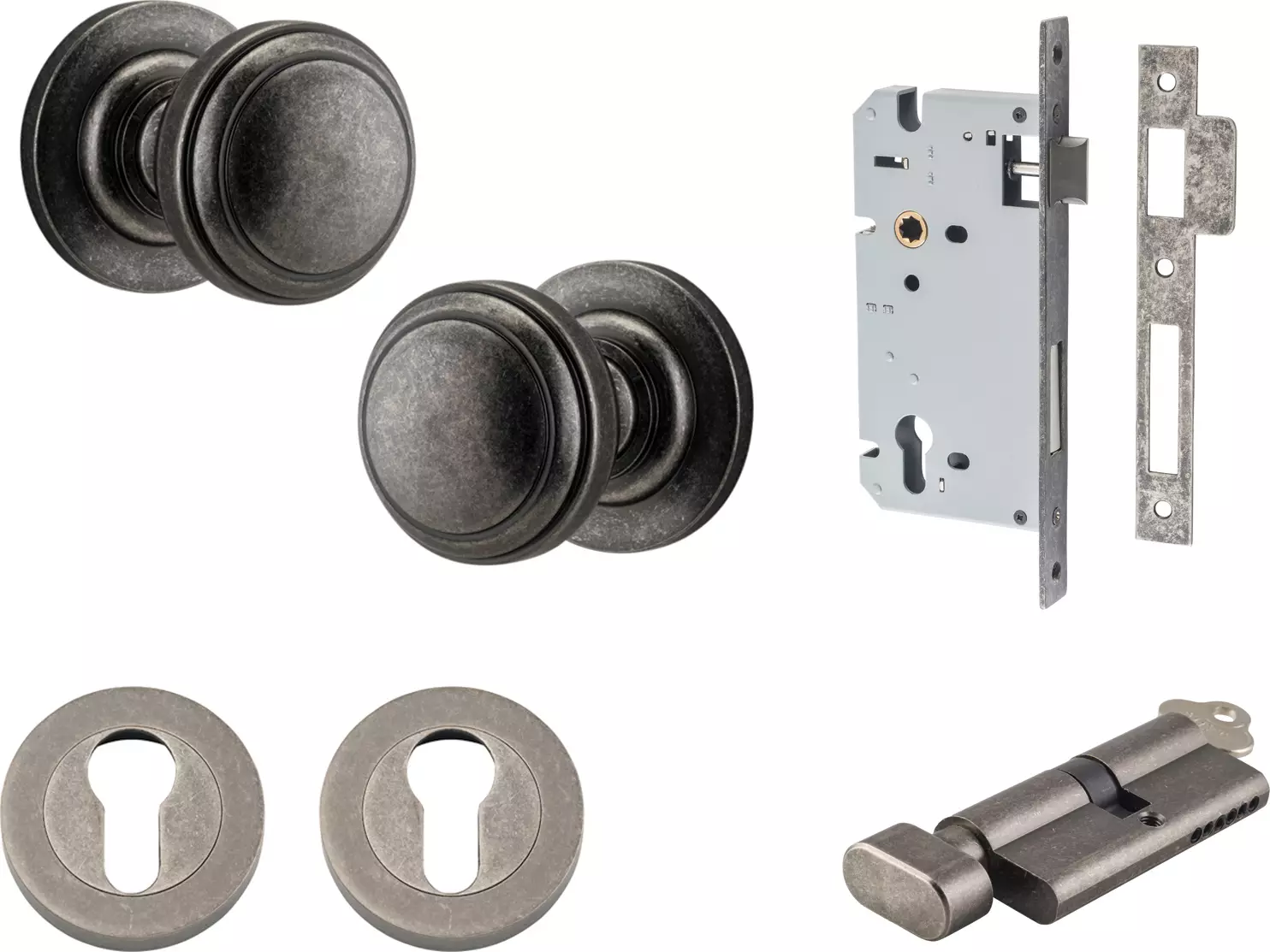 Paddington Knob - Round Rose Entrance Set - Key / Turn - DN