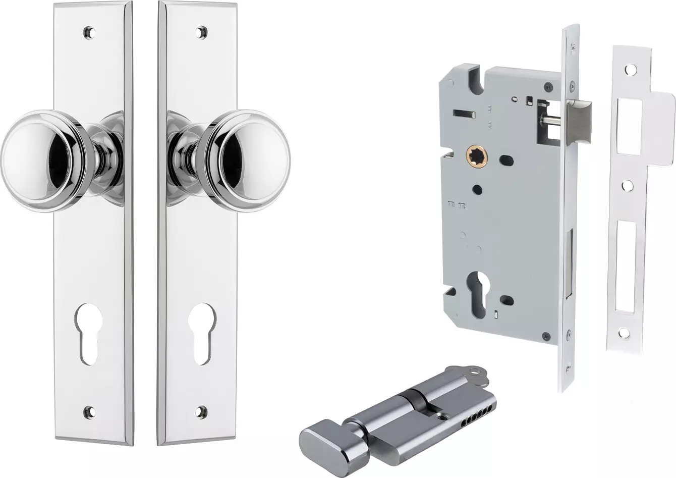 Paddington Knob - Chamfered Entrance Set - Key / Turn - CP