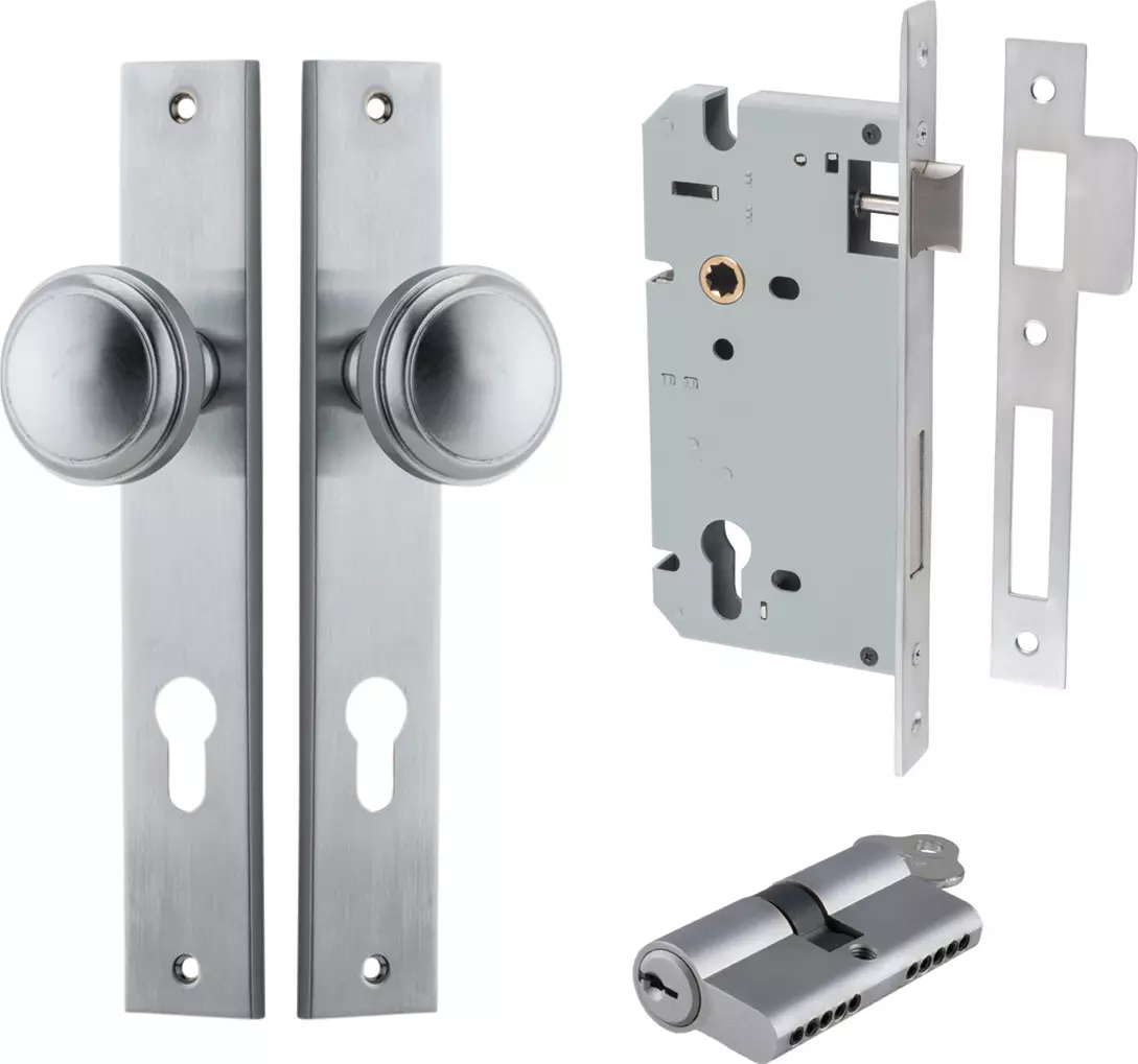 Paddington Knob - Rectangular Entrance Set - Key / Key - SC