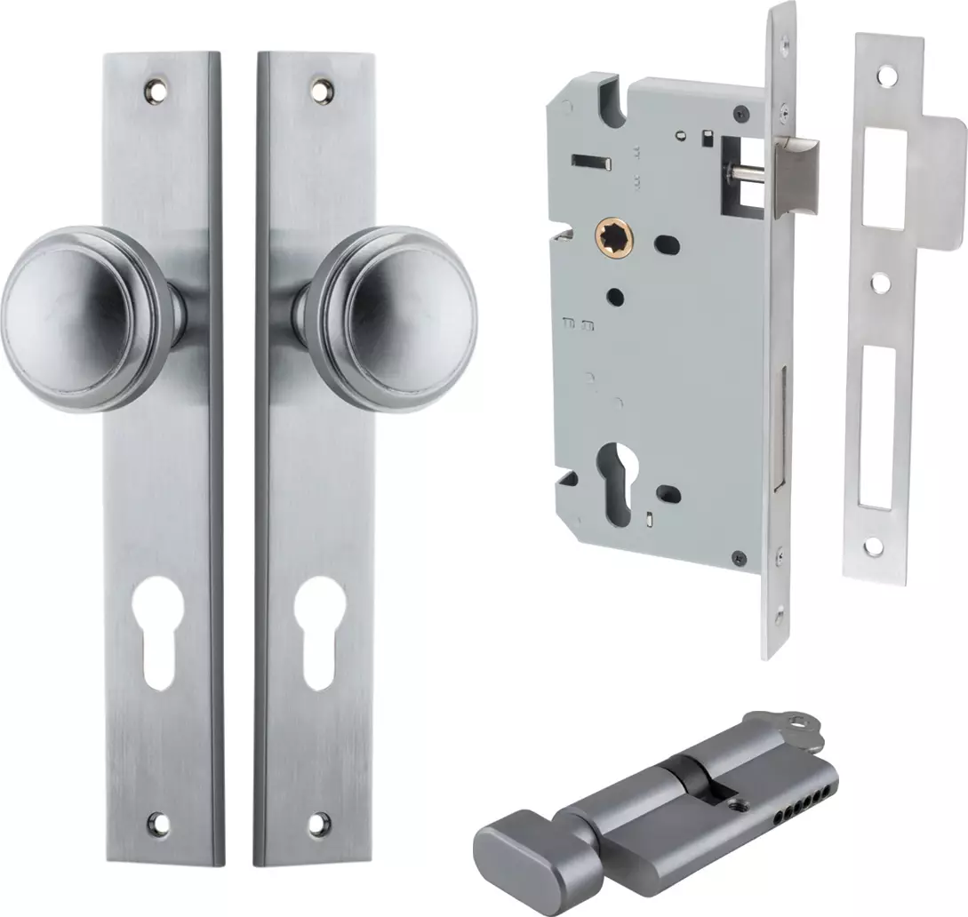 Paddington Knob - Rectangular Entrance Set - Key / Turn - SC