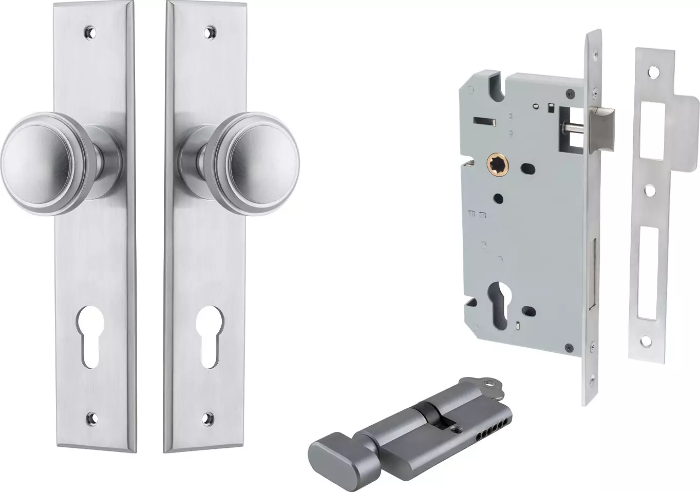 Paddington Knob - Chamfered Entrance Set - Key / Turn - SC