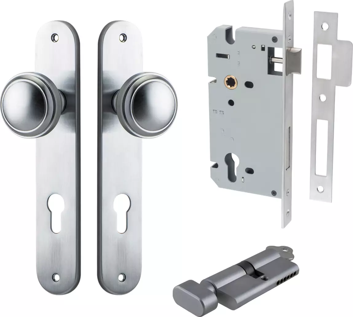 Paddington Knob - Oval Entrance Set - Key / Turn - SC