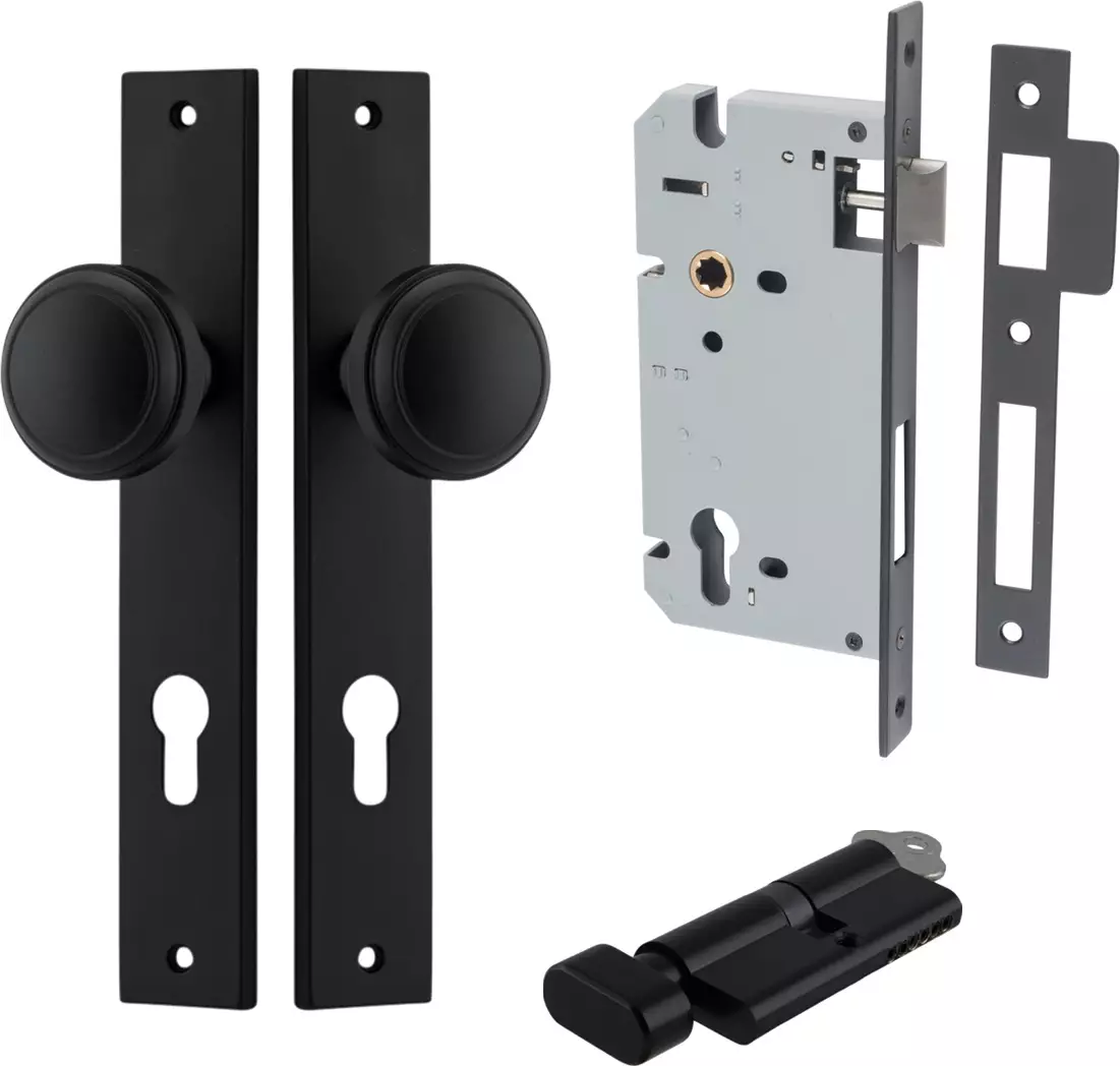 Paddington Knob - Rectangular Entrance Set - Key / Turn - MB