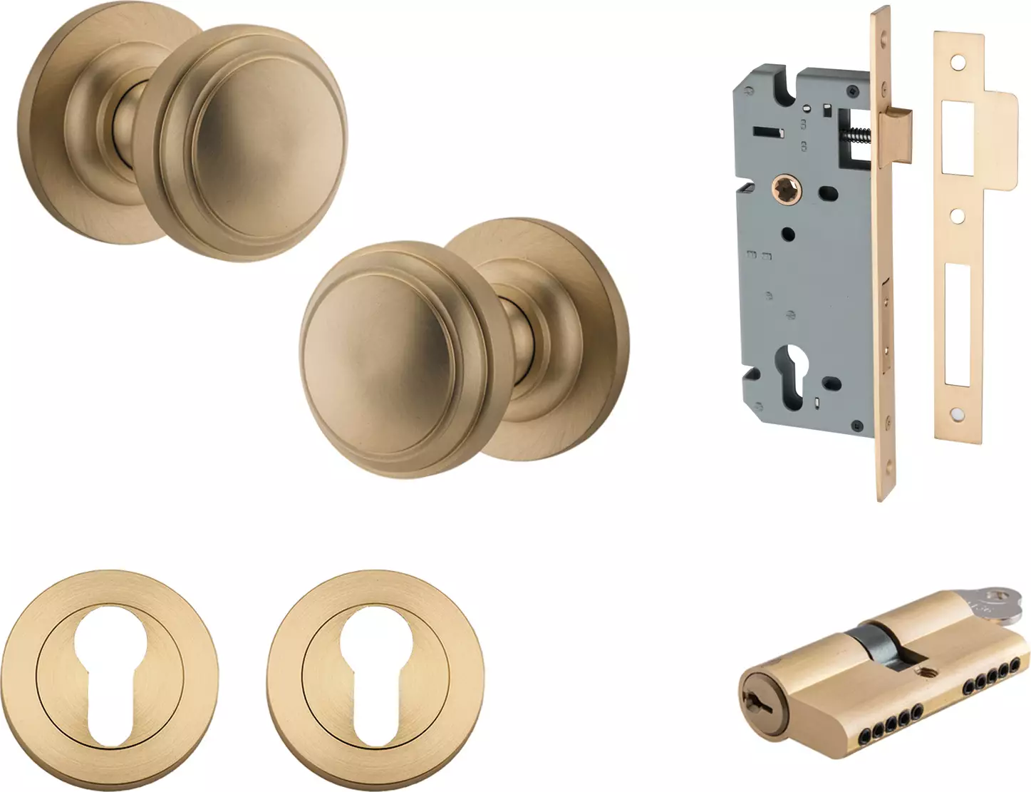 Paddington Knob - Round Rose Entrance Set - Key / Key - BB