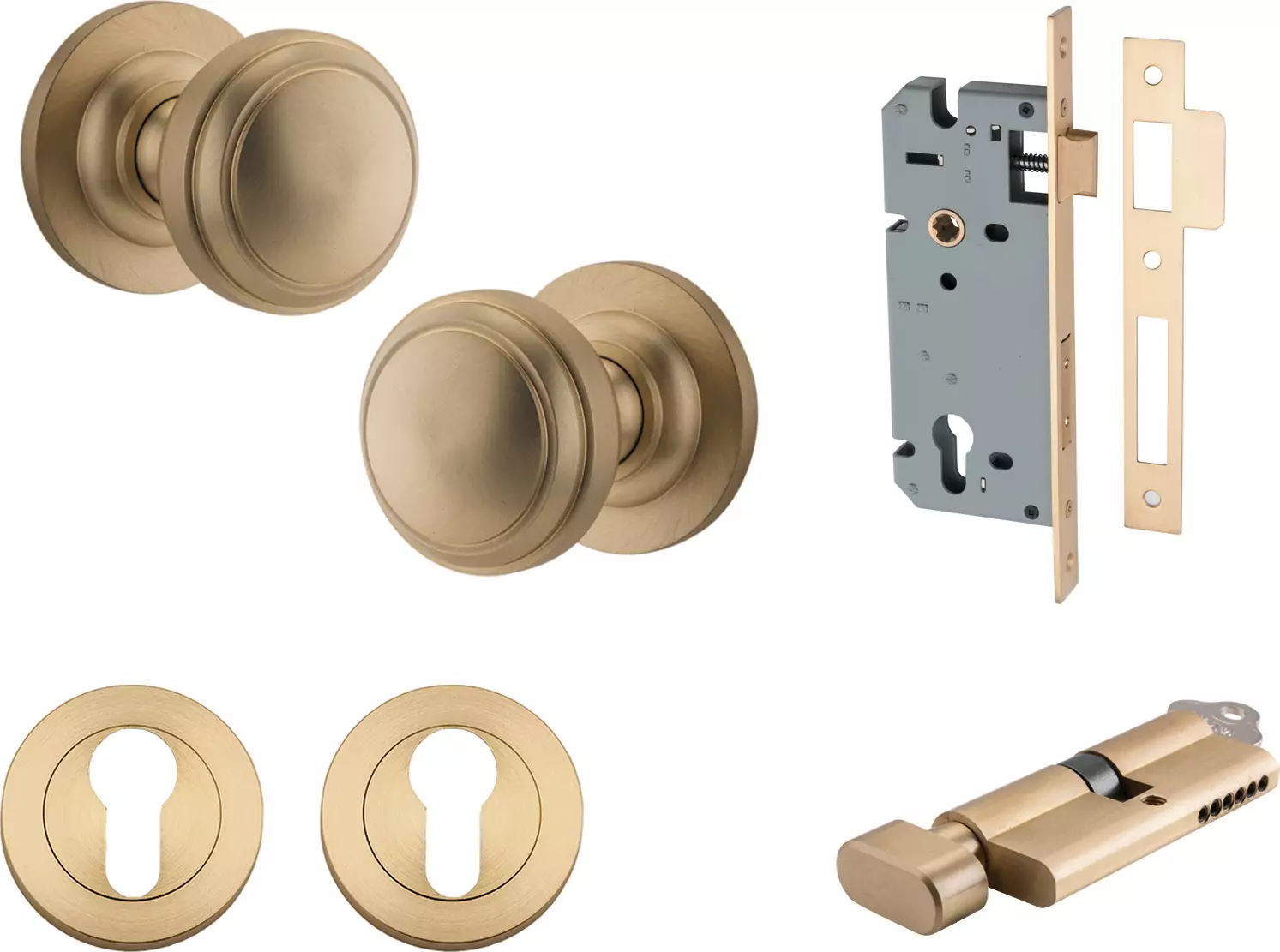 Paddington Knob - Round Rose Entrance Set - Key / Turn - BB