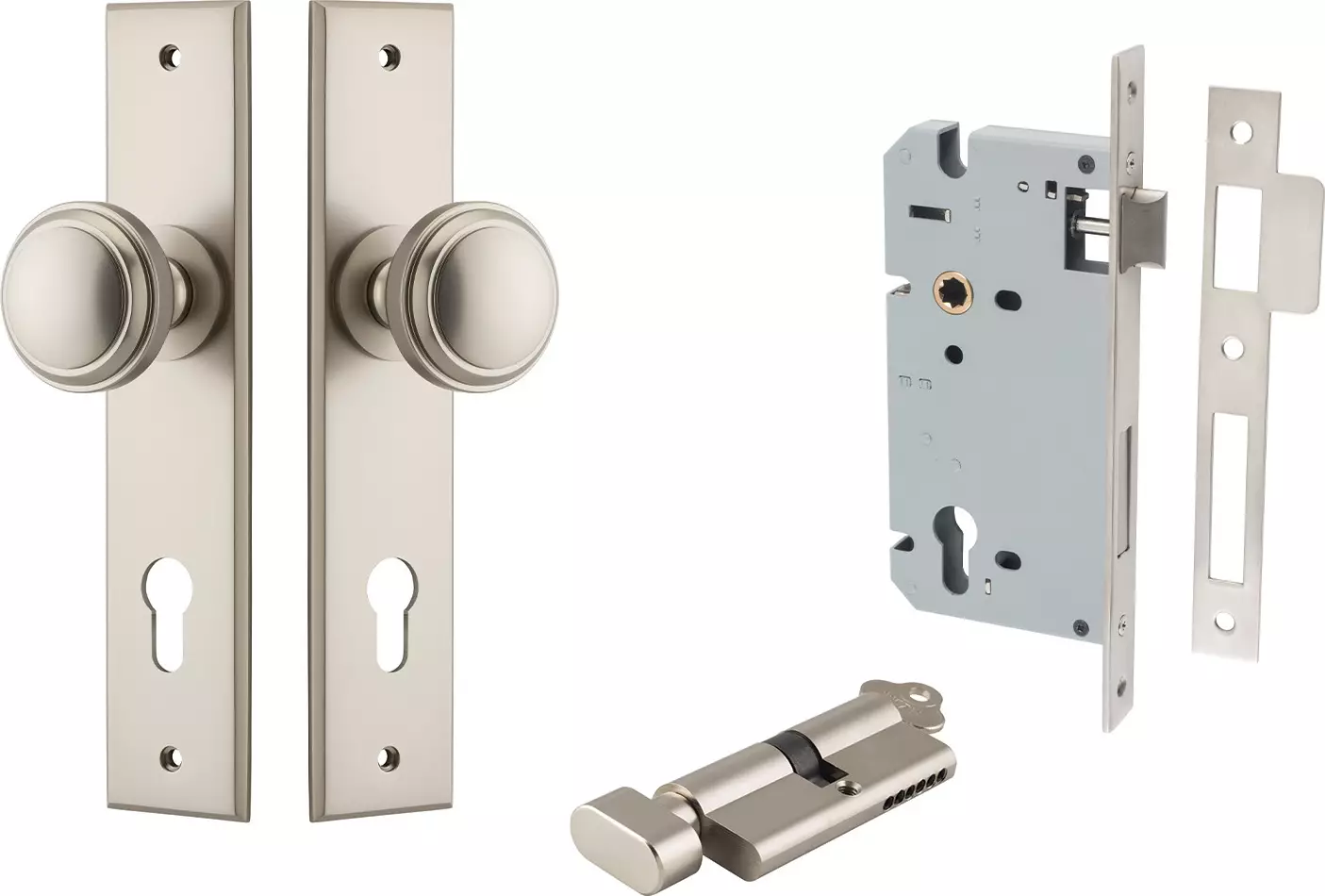 Paddington Knob - Chamfered Entrance Set - Key / Turn - SN