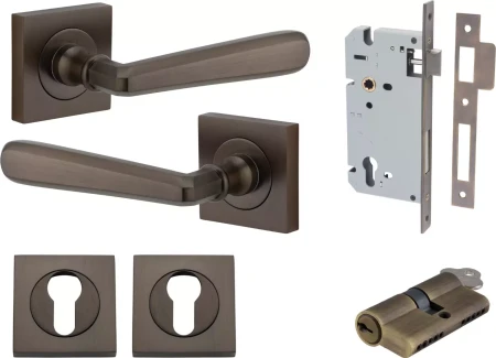 Copenhagen Lever - Square Rose Entrance Set - Key / Key - SB